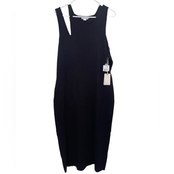 Good American Bold Shoulder Cutout Rib Black Body-con Dress 4X - Picture 2 of 6